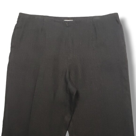 J Jill Love Linen Pants Womens Large Tall Black High Rise Pull On Notch Hem - Picture 2 of 9
